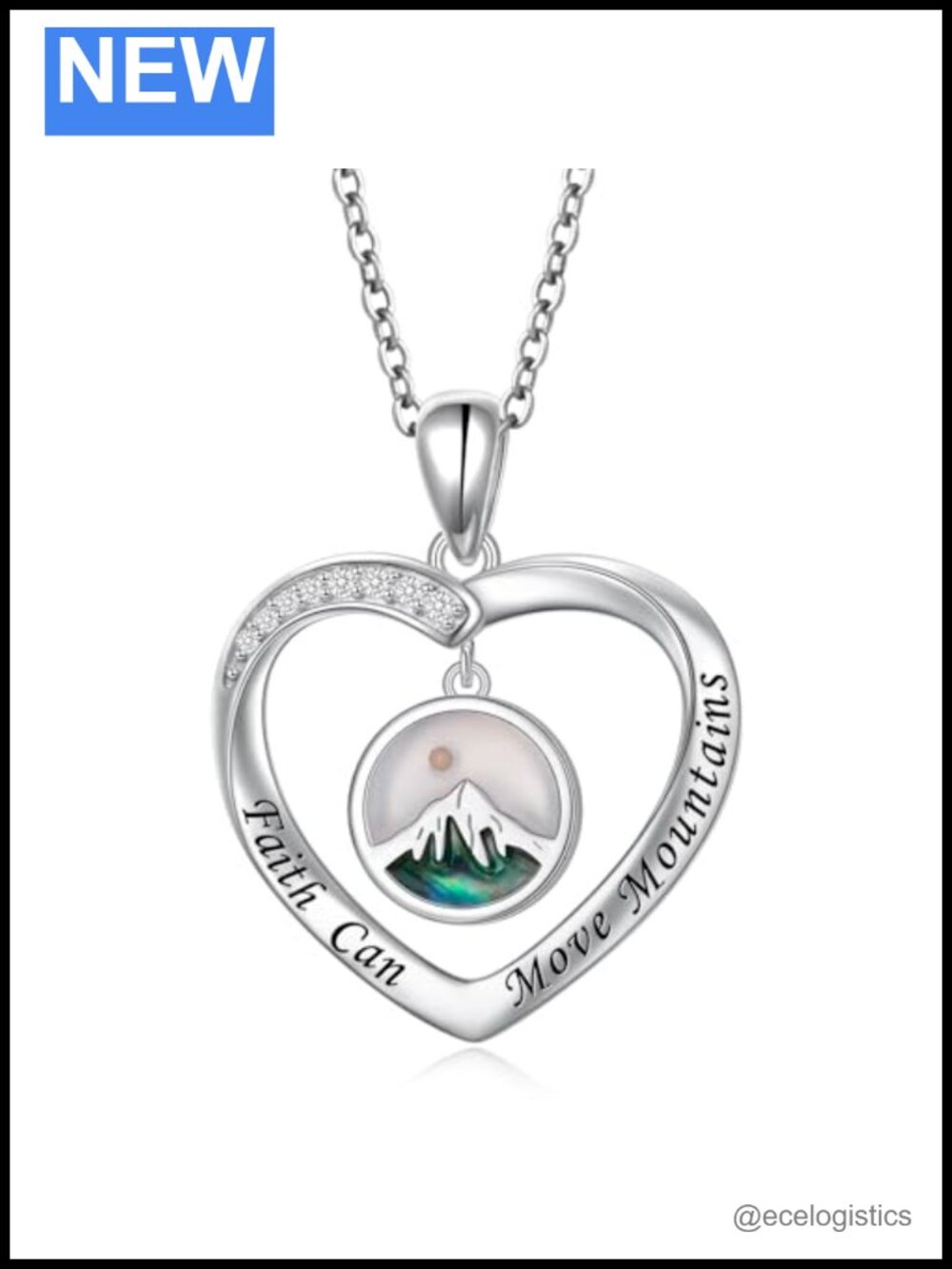 925 Sterling Silver Mustard Seed Heart Faith Pendant Necklace